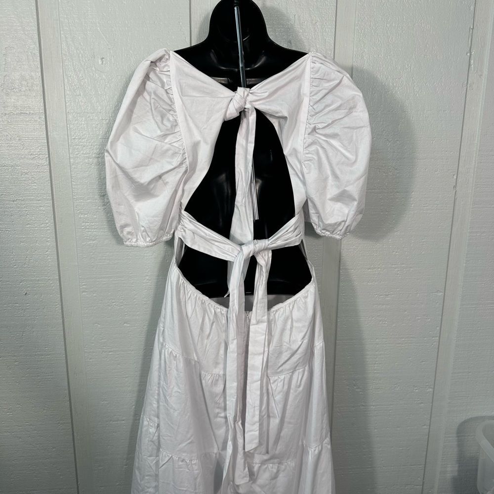 Bardot White High Low Puff Sleeve Dress Size 8 NWT - Picture 5 of 12